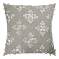 20" Beige and Ivory Throw Pillow with Embroidery