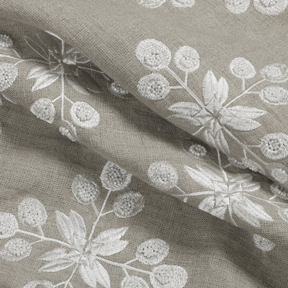 20" Beige and Ivory Throw Pillow with Embroidery