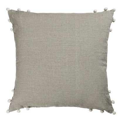 20" Beige and Ivory Throw Pillow with Embroidery