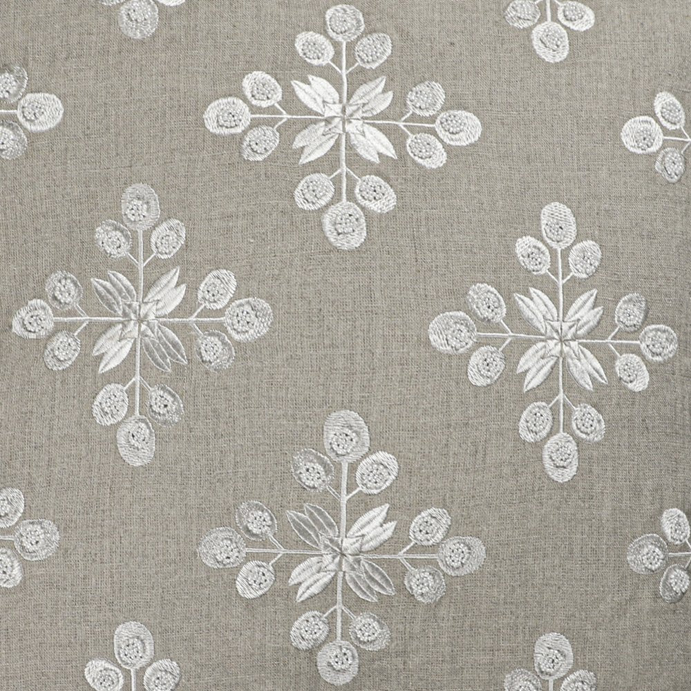 20" Beige and Ivory Throw Pillow with Embroidery