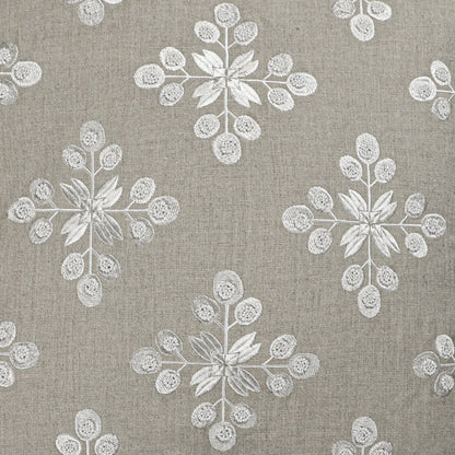 20" Beige and Ivory Throw Pillow with Embroidery