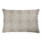 Beige and Ivory Throw Pillow with Embroidery
