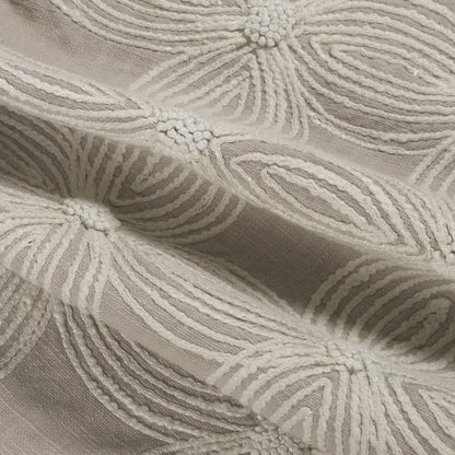 Beige and Ivory Throw Pillow with Embroidery