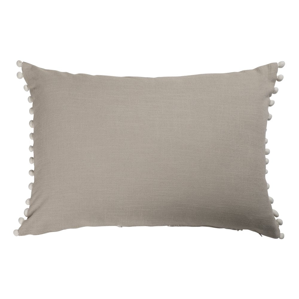 Beige and Ivory Throw Pillow with Embroidery