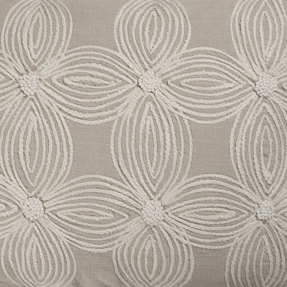 Beige and Ivory Throw Pillow with Embroidery