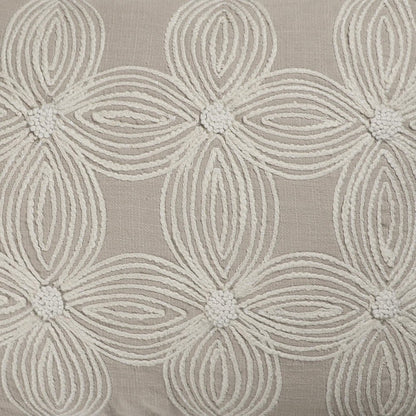 Beige and Ivory Throw Pillow with Embroidery