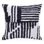 22" Navy and White Geometric Cotton Throw Pillow