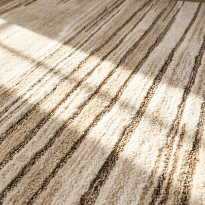 5' X 8' Beige and Brown Abstract Power Loom Distressed Non Skid Area Rug