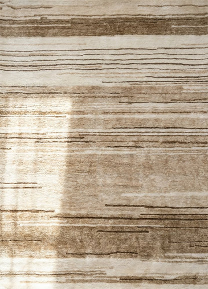 7' X 10' Beige and Brown Abstract Power Loom Distressed Non Skid Area Rug