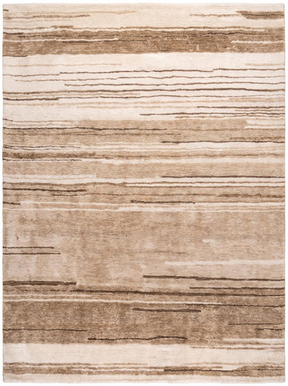 7' X 10' Beige and Brown Abstract Power Loom Distressed Non Skid Area Rug