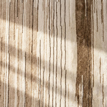 8' X 11' Beige and Brown Abstract Power Loom Distressed Non Skid Area Rug
