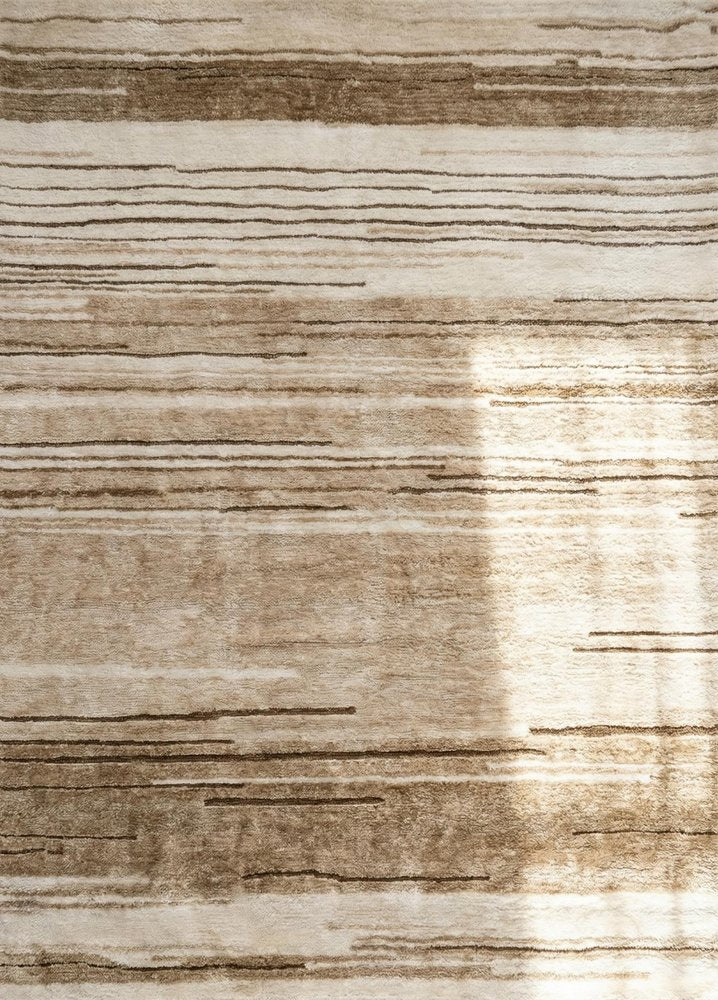 8' X 11' Beige and Brown Abstract Power Loom Distressed Non Skid Area Rug