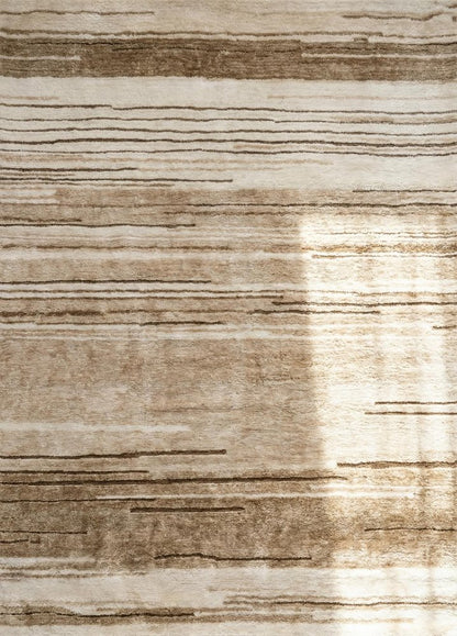 8' X 11' Beige and Brown Abstract Power Loom Distressed Non Skid Area Rug