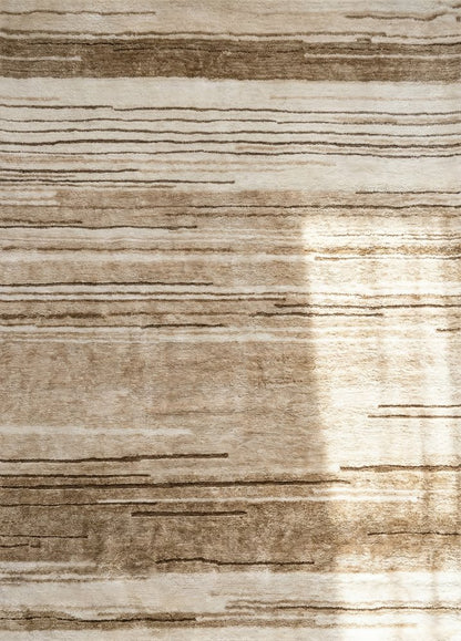 8' X 11' Beige and Brown Abstract Power Loom Distressed Non Skid Area Rug