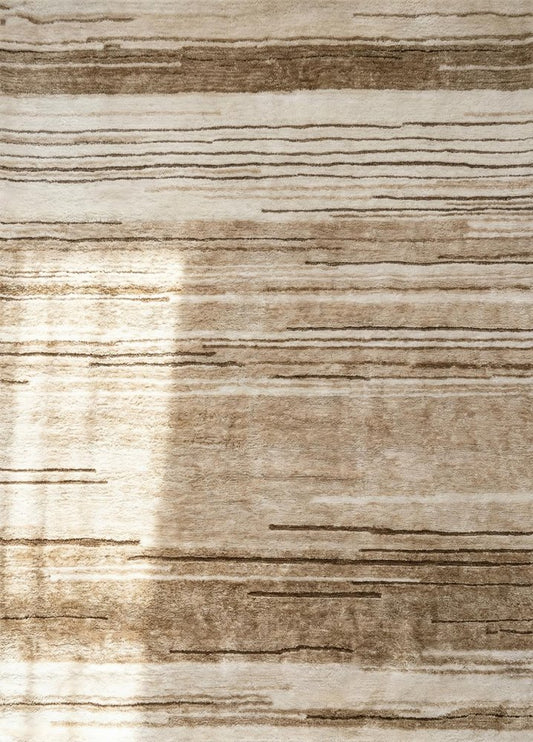 8' X 11' Beige and Brown Abstract Power Loom Distressed Non Skid Area Rug