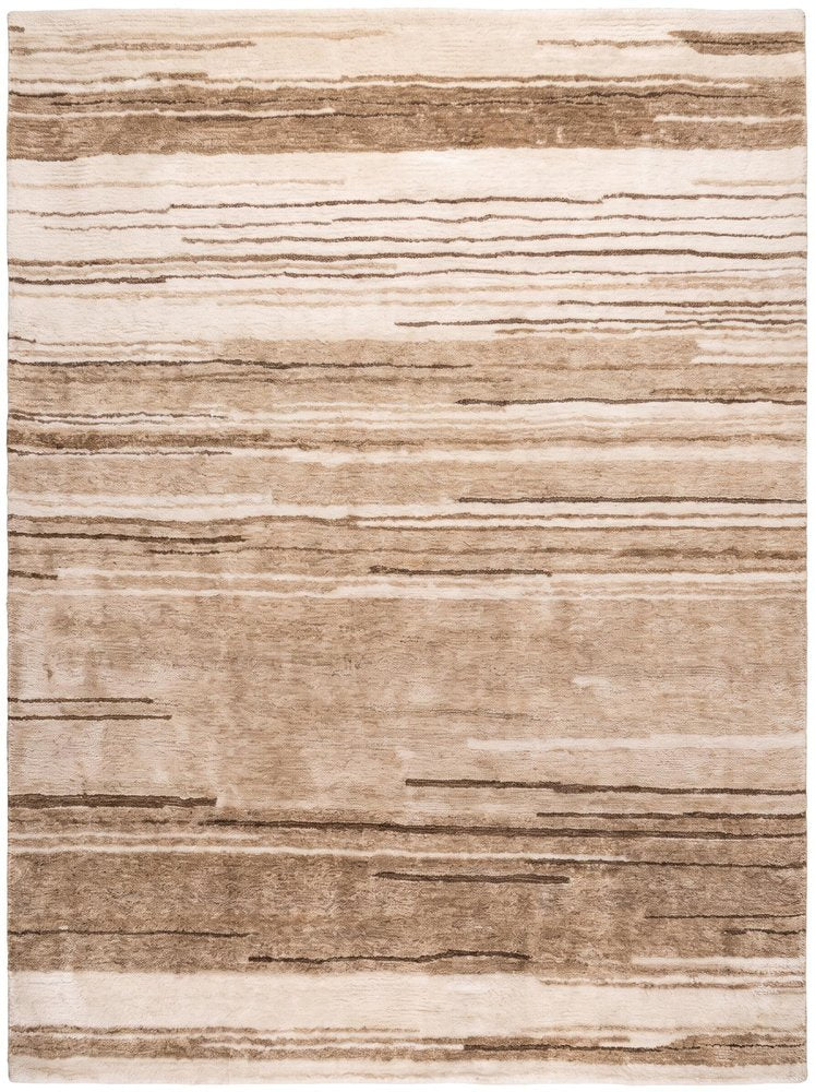 8' X 11' Beige and Brown Abstract Power Loom Distressed Non Skid Area Rug