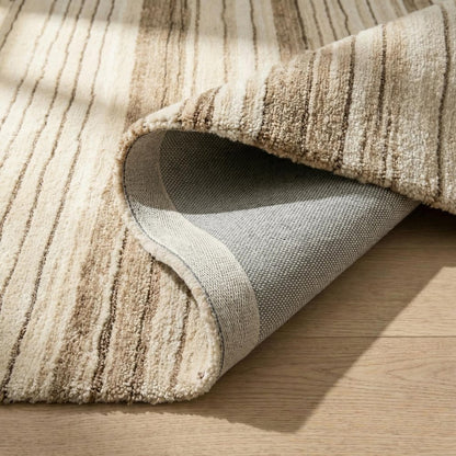 8' X 11' Beige and Brown Abstract Power Loom Distressed Non Skid Area Rug
