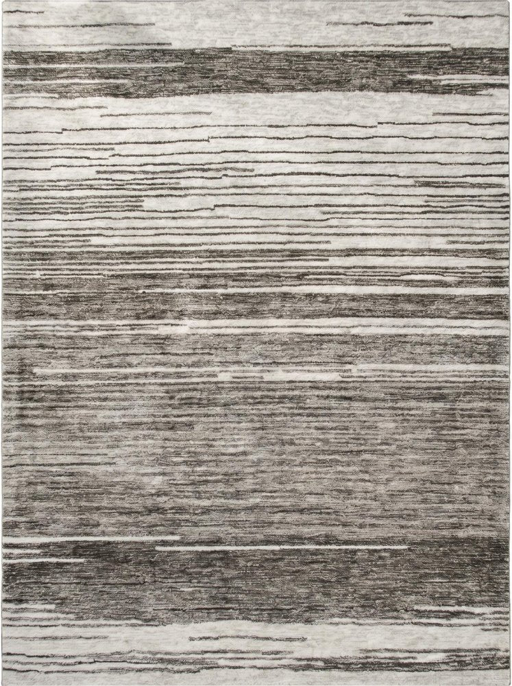 5' X 8' Gray and Black Abstract Power Loom Distressed Non Skid Area Rug