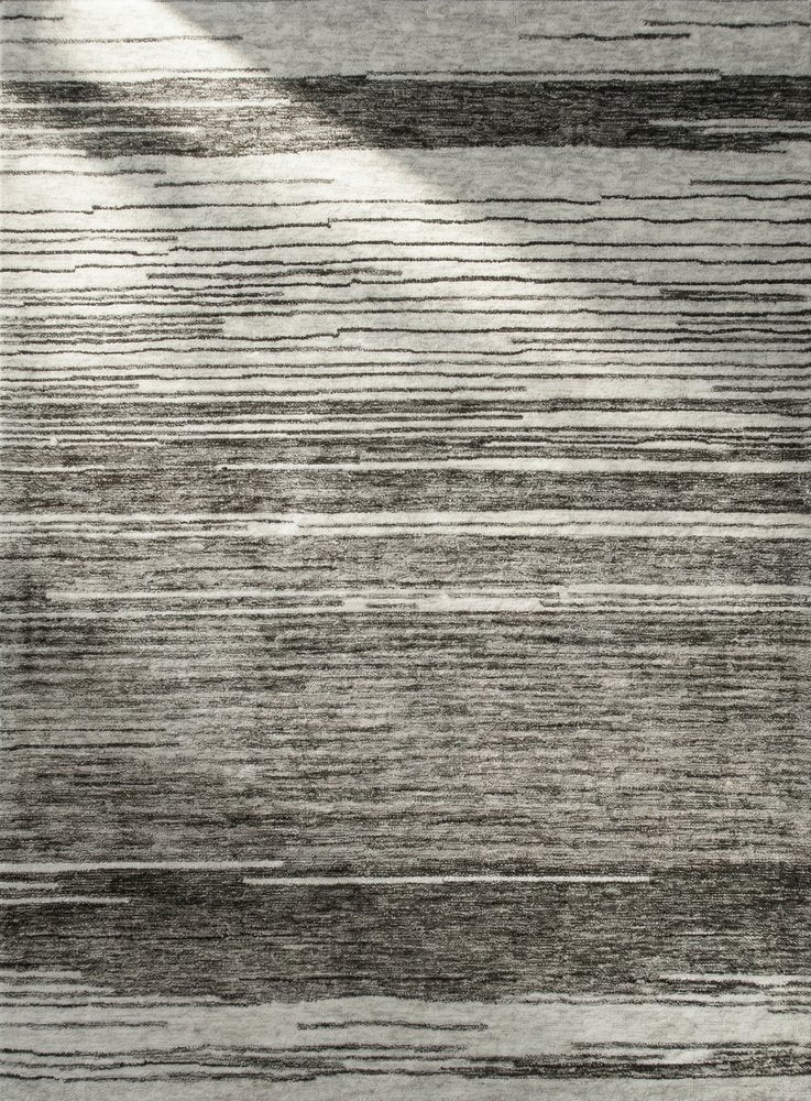 7' X 10' Gray and Black Abstract Power Loom Distressed Non Skid Area Rug