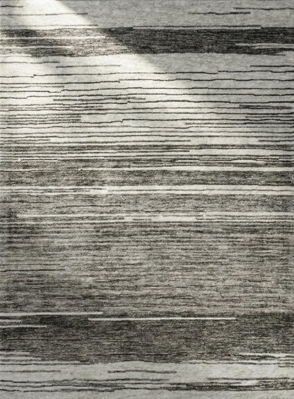 7' X 10' Gray and Black Abstract Power Loom Distressed Non Skid Area Rug