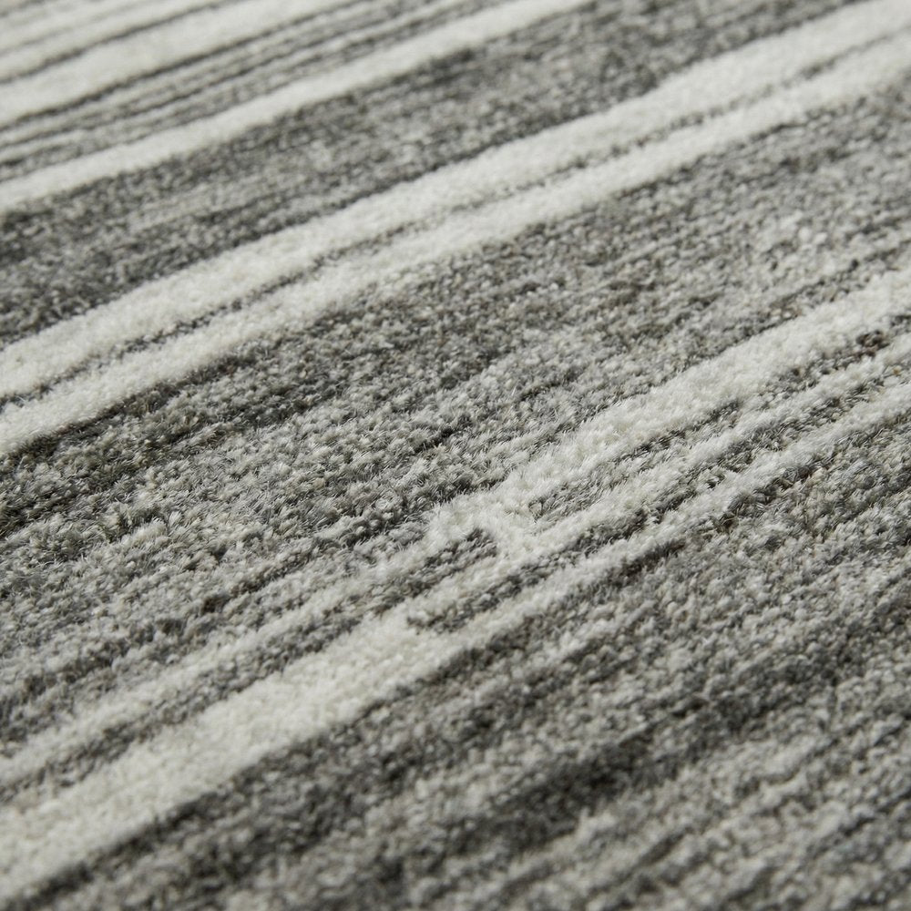 7' X 10' Gray and Black Abstract Power Loom Distressed Non Skid Area Rug
