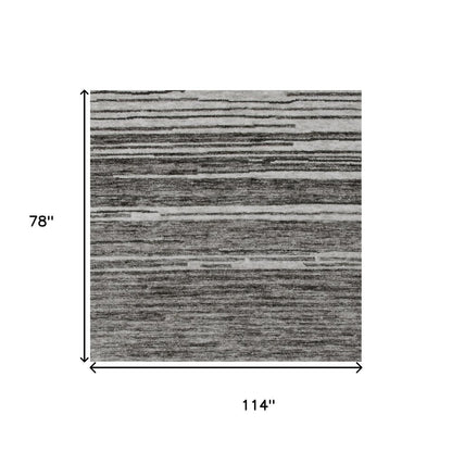 7' X 10' Gray and Black Abstract Power Loom Distressed Non Skid Area Rug