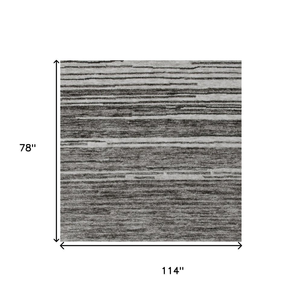 7' X 10' Gray and Black Abstract Power Loom Distressed Non Skid Area Rug