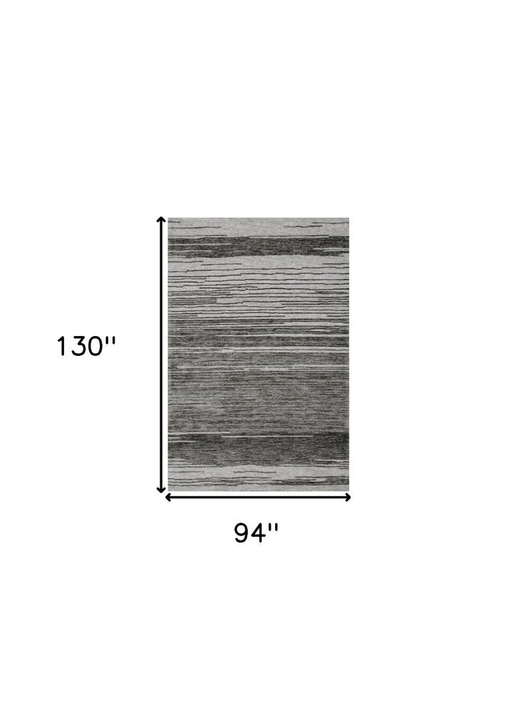 8' X 11' Gray and Black Abstract Power Loom Distressed Non Skid Area Rug