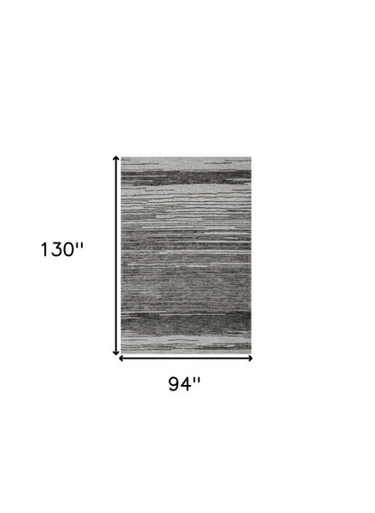 8' X 11' Gray and Black Abstract Power Loom Distressed Non Skid Area Rug