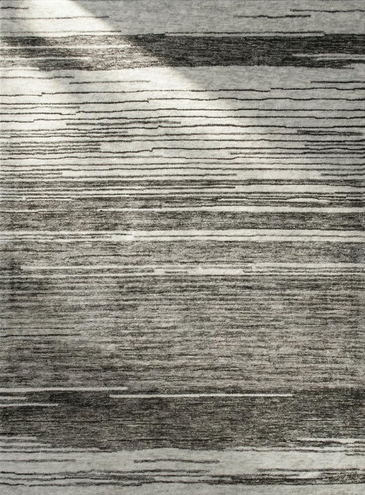 8' X 11' Gray and Black Abstract Power Loom Distressed Non Skid Area Rug
