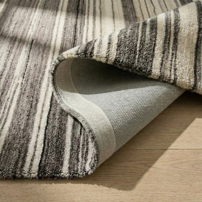 8' X 11' Gray and Black Abstract Power Loom Distressed Non Skid Area Rug
