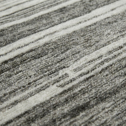 8' X 11' Gray and Black Abstract Power Loom Distressed Non Skid Area Rug