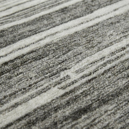 8' X 11' Gray and Black Abstract Power Loom Distressed Non Skid Area Rug