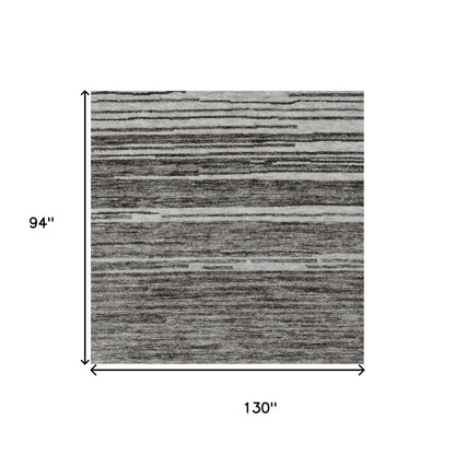 8' X 11' Gray and Black Abstract Power Loom Distressed Non Skid Area Rug