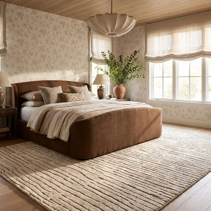 5' X 8' Beige and Gray Abstract Power Loom Distressed Non Skid Area Rug
