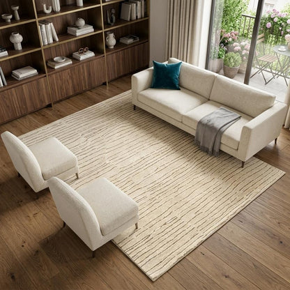 7' X 10' Beige and Gray Abstract Power Loom Distressed Non Skid Area Rug