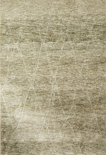 5' X 8' Green and Ivory Geometric Power Loom Distressed Non Skid Area Rug