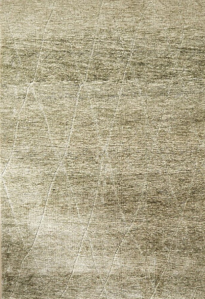 7' X 10' Green and Ivory Geometric Power Loom Distressed Non Skid Area Rug