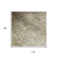 7' X 10' Green and Ivory Geometric Power Loom Distressed Non Skid Area Rug