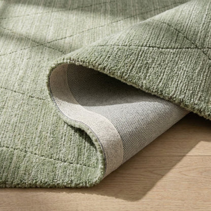 8' X 11' Green and Ivory Geometric Power Loom Distressed Non Skid Area Rug