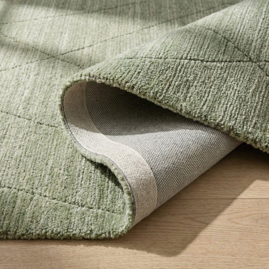 8' X 11' Green and Ivory Geometric Power Loom Distressed Non Skid Area Rug