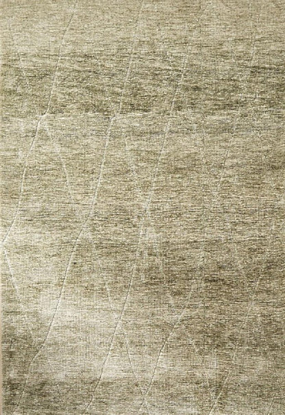 8' X 11' Green and Ivory Geometric Power Loom Distressed Non Skid Area Rug