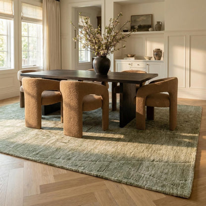 8' X 11' Green and Ivory Geometric Power Loom Distressed Non Skid Area Rug
