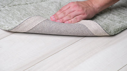 8' X 11' Green and Ivory Geometric Power Loom Distressed Non Skid Area Rug