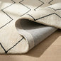 5' X 8' Beige and Black Geometric Power Loom Distressed Non Skid Area Rug