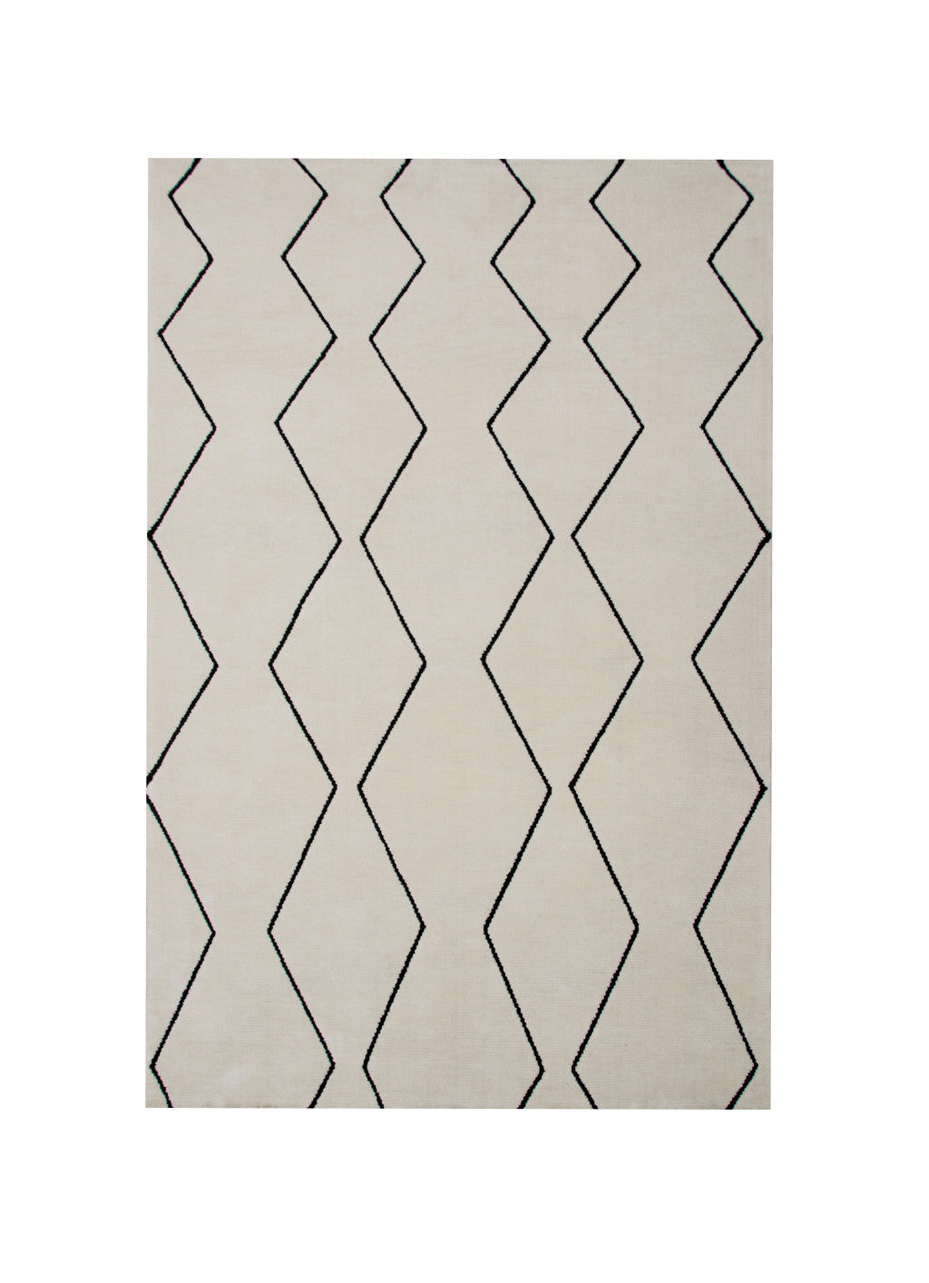 5' X 8' Beige and Black Geometric Power Loom Distressed Area Rug