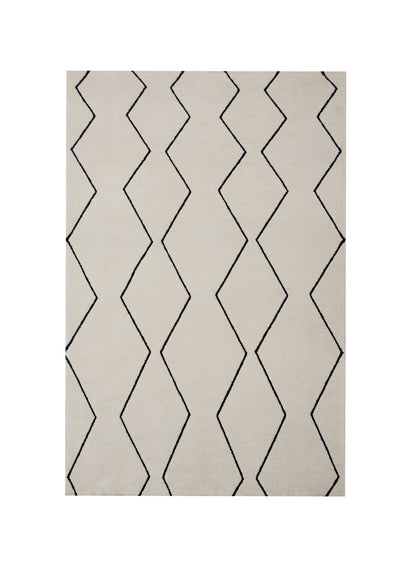 5' X 8' Beige and Black Geometric Power Loom Distressed Area Rug