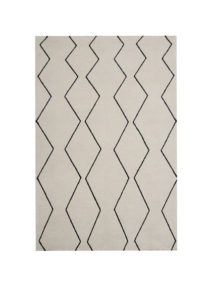 7' X 10' Beige and Black Geometric Power Loom Distressed Non Skid Area Rug