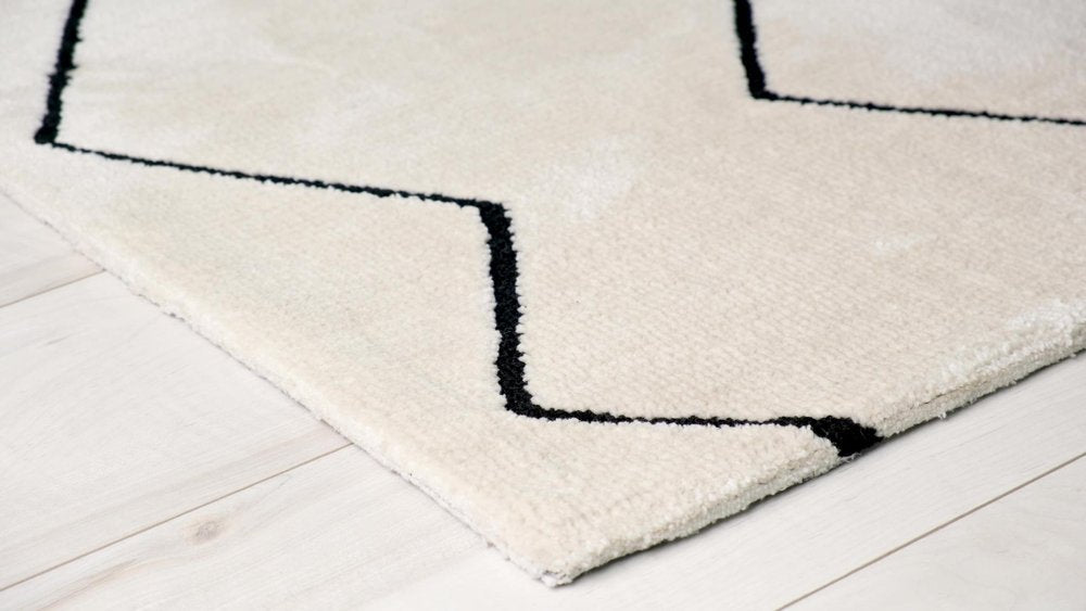 7' X 10' Beige and Black Geometric Power Loom Distressed Non Skid Area Rug