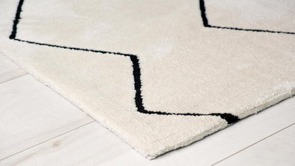 7' X 10' Beige and Black Geometric Power Loom Distressed Non Skid Area Rug